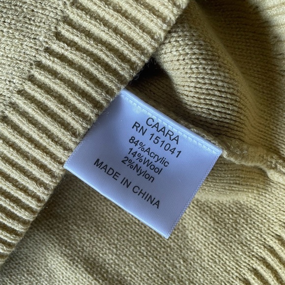 New NWT Caara Cropped Collared Wool Blend Sweater Mustard Yellow Sz Small S - Picture 7 of 7